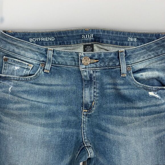 Ana Jeans Womens 29/8 Boyfriend Distressed Low Mid Denim Blue Measures 31 x 29.5 - Picture 3 of 12